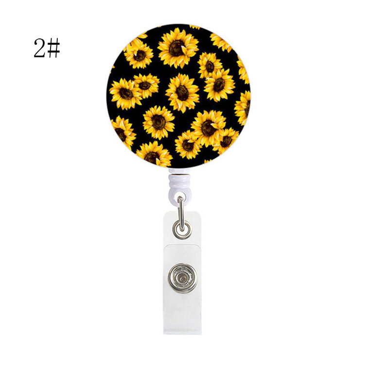 สไตล์ใหม่น่ารัก Sunflower Shape Retractable พยาบาล Badge Reel คลิปผู้ถือป้ายนักเรียน Doctor Id Card Holder