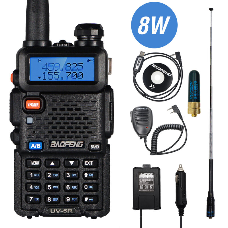 Baofeng-walkie-talkie Uv 5r,アマチュア無線受信機,8W,UV-5R