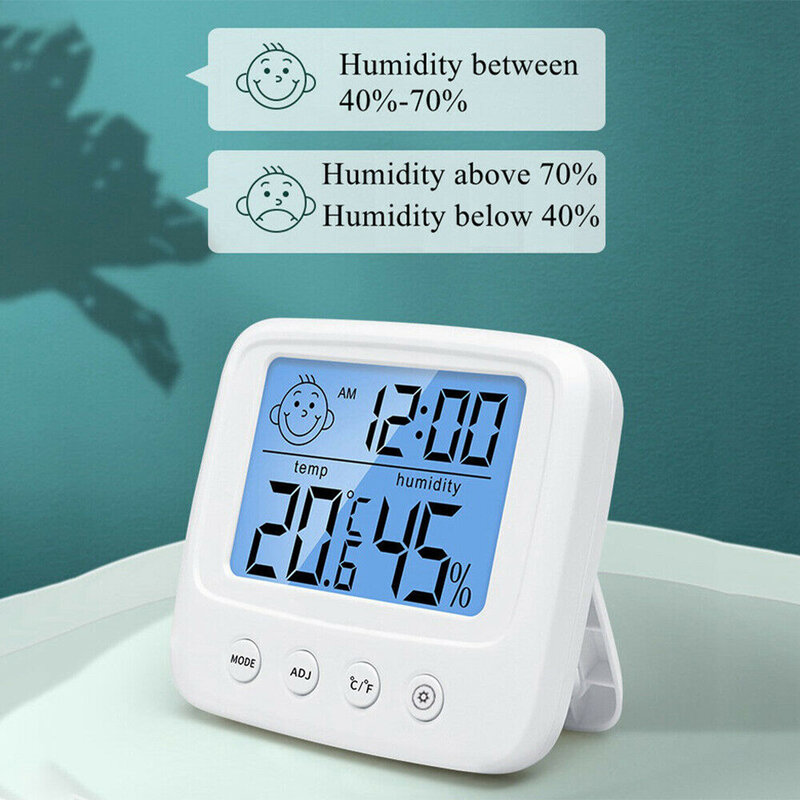 Cyfrowy LCD kryty wygodny czujnik temperatury miernik wilgotności termometr miernik higrometrowy ścienny wiszący termometr 82x78x21mm