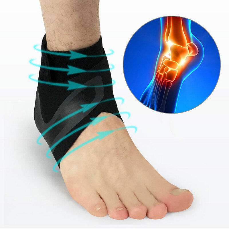 HAPPTYL Ankle Brace Compression Support Stabilizer-조정 가능한 염좌 부상 방지 축구 축구를위한 통기성 네오프렌