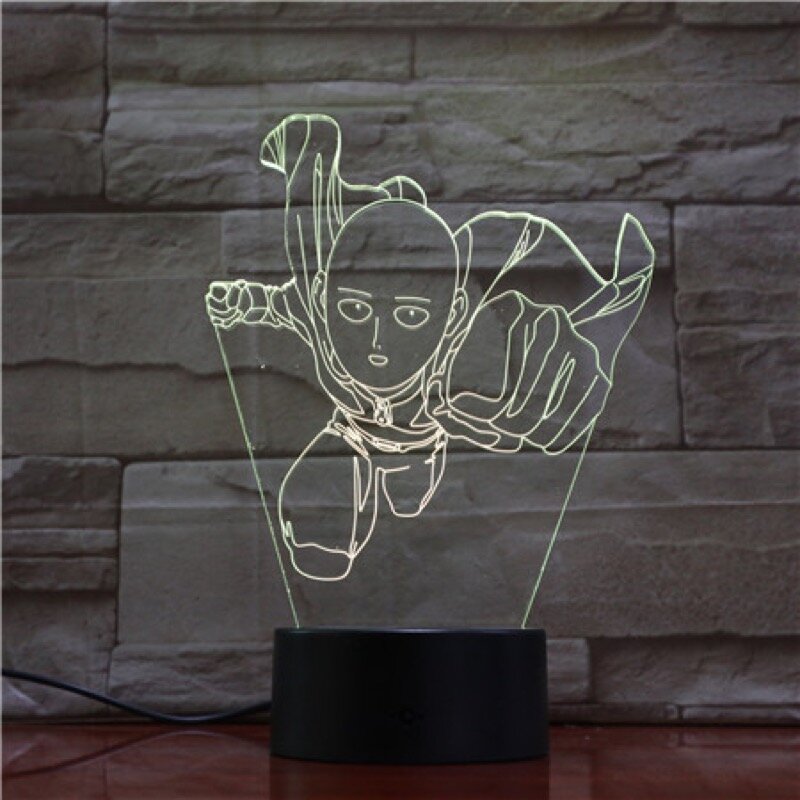 Фигурка Сайтама One Punch Man, светодиодный ночник, лампа для украшения дома, ночсветильник, крутой манга, магазин, идеи для декора, настольный све...