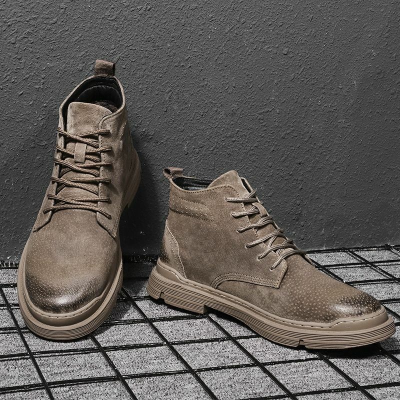 Мужские замшевые ботинки на шнуровке, классические ботинки мартинсы с высоким берцем, осень 2021, 5KE316