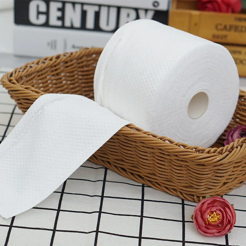 Toalha de algodão descartável para lavagem, rolo de toalha ultrafina e macia de banheiro para lavagem do rosto, 1 rolo