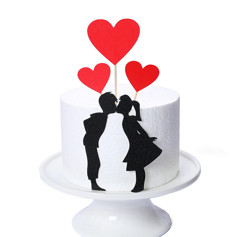 كعك زفاف توبر مجموعة الحب القلب الحلو عشاق كعكة توبر لذكرى عيد الحب حفل زفاف كعكة الزينة