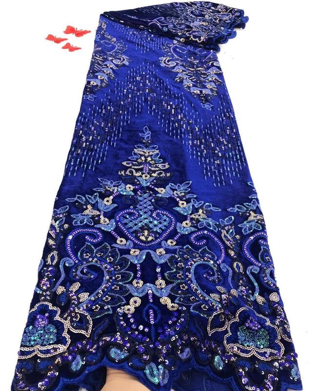 Нигерийская бархатная Тюлевая кружевная ткань, Высококачественная африканская вышитая кружевная ткань с блестками для свадебного платья, ...