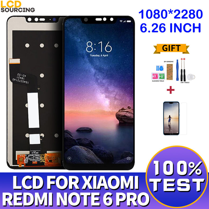 6.26 "LCD per Xiaomi Redmi Note 6 Pro Display LCD Touch Screen Digitizer Assembly Frame per Redmi Note 6 Pro Display sostituisci