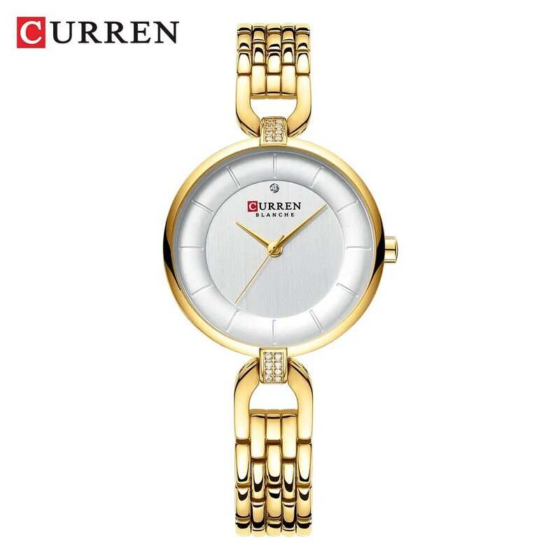 Curren-relógio de pulso feminino esportivo, elegante, de luxo, quartzo, para mulheres, à prova d'água, 9052