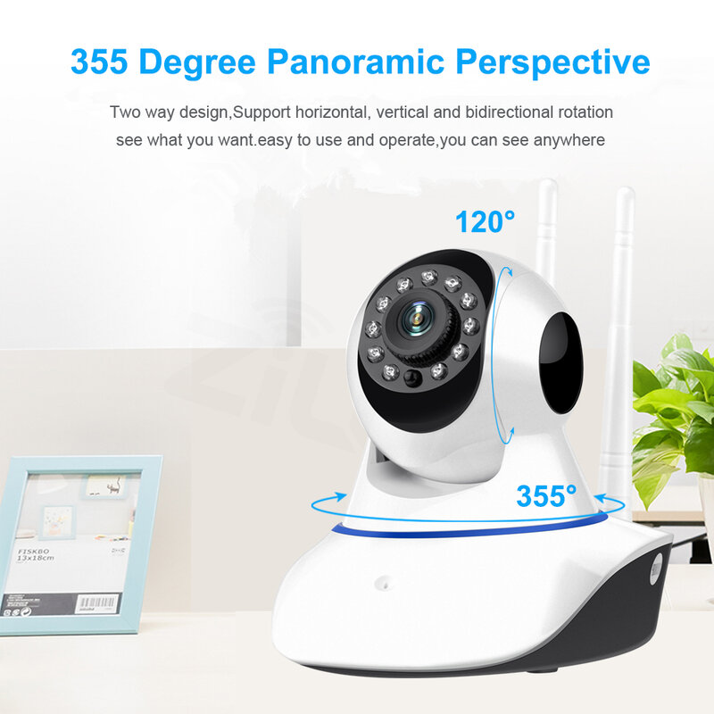 Caméra de Surveillance Wifi 360 P, dispositif de sécurité domestique intelligent, avec Vision nocturne IR, détection de mouvement, Audio bidirectionnel, 1080