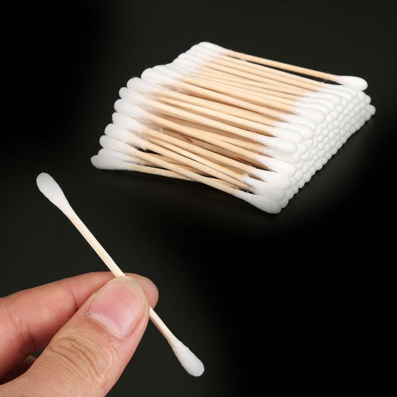 100% Cotton Swabs Double Tipped Highly Absorbent Hygienic Makeup Wood Sticks Eyelash Extension Nose Ear Cleaning Soft Stick