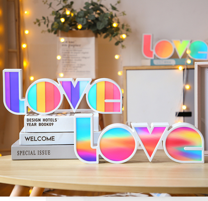 Lámpara LED de letras para decoración del hogar, adorno romántico 3D de luces nocturnas, regalos para el Día de San Valentín, cumpleaños y Navidad