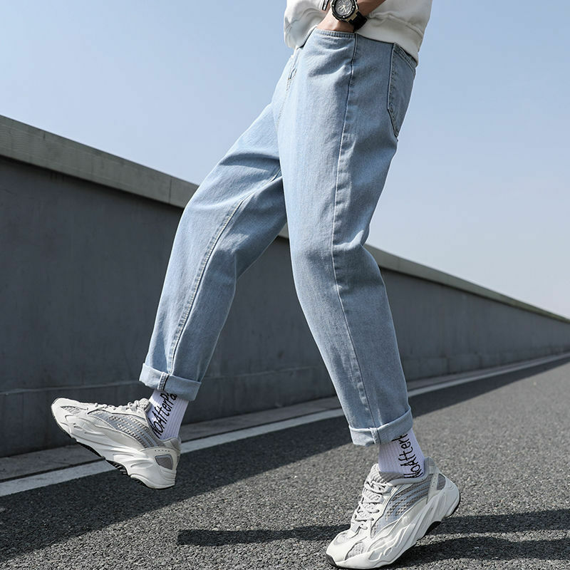 Neue Lose Männer Jeans Männliche Hosen Einfache Design Hohe Qualität Cozy Alle-spiel Studenten Täglichen Beiläufige Gerade Denim Hosen