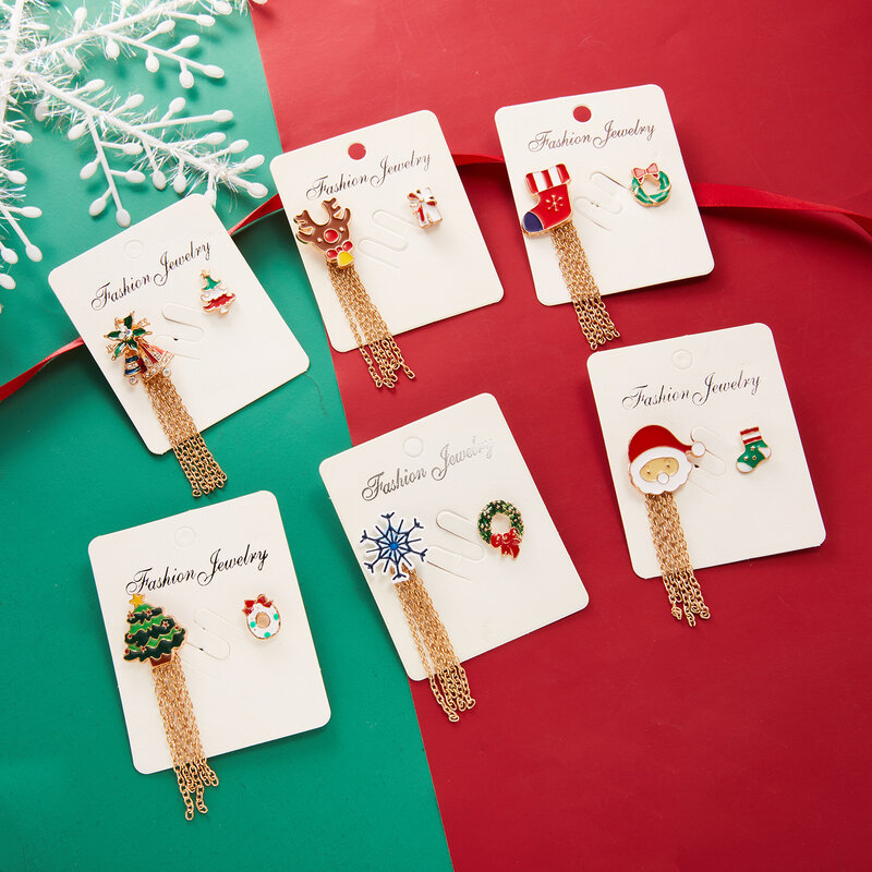 2/3 sztuk wesołych świąteczne broszki zestaw skarpety świąteczne choinka Elk emaliowana przypinka mała broszka kobiet Fashion Party biżuteria prezenty