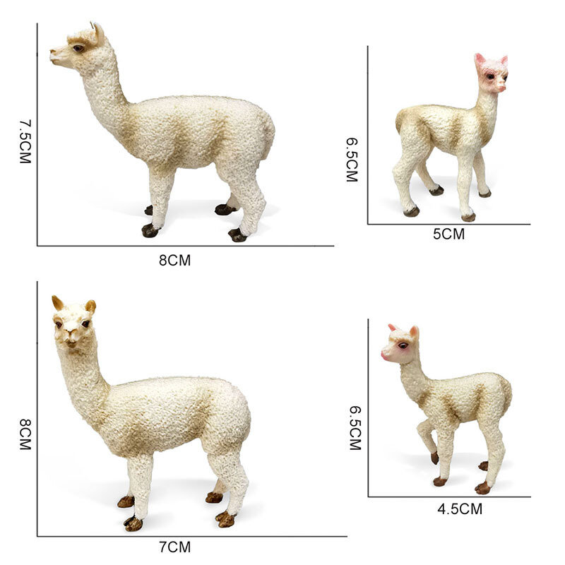 시뮬레이션 동물원 동물 모델 알파카 인형 인형 액션 장난감 그림 솔리드 플라스틱 어린이 교육 완구