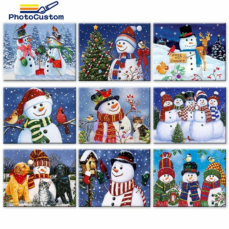 Pintura fotopersonalizada por números, decoración de pared de nieve de invierno, imagen artística de regalo, imágenes artesanales por número, Kits de paisaje, decoración del hogar