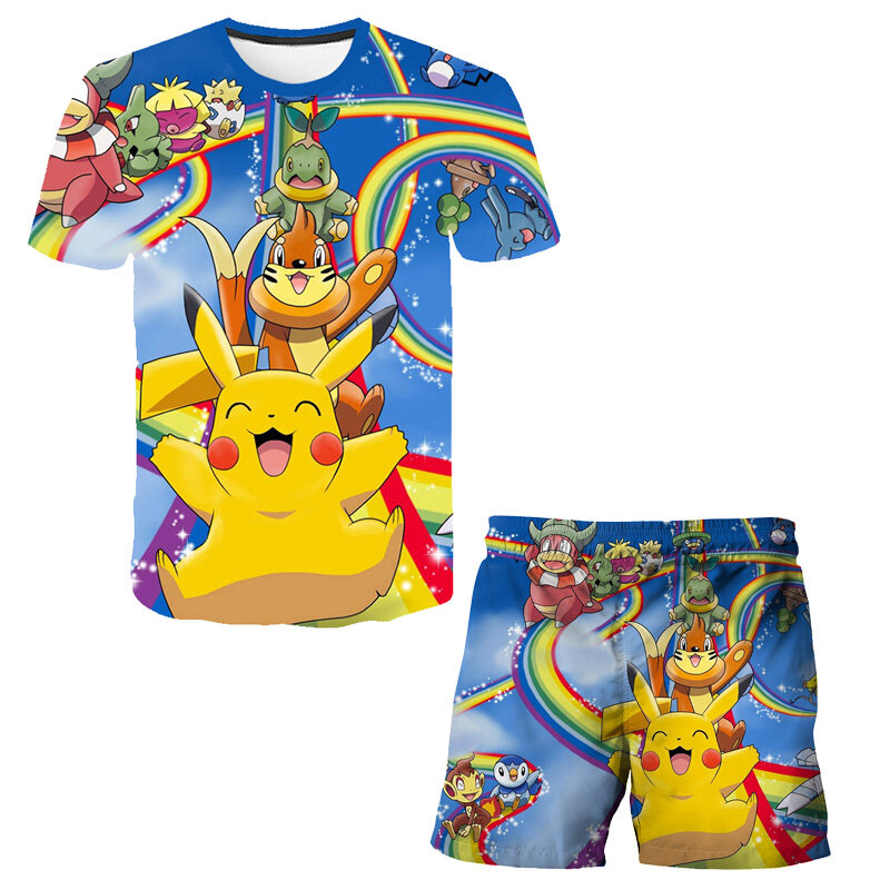 Set per bambini estivi abiti da pok' 3D T Shirt ragazzi ragazze set Hip Hop Streetwear set per adolescenti pop it Pikachu regalo per bambini