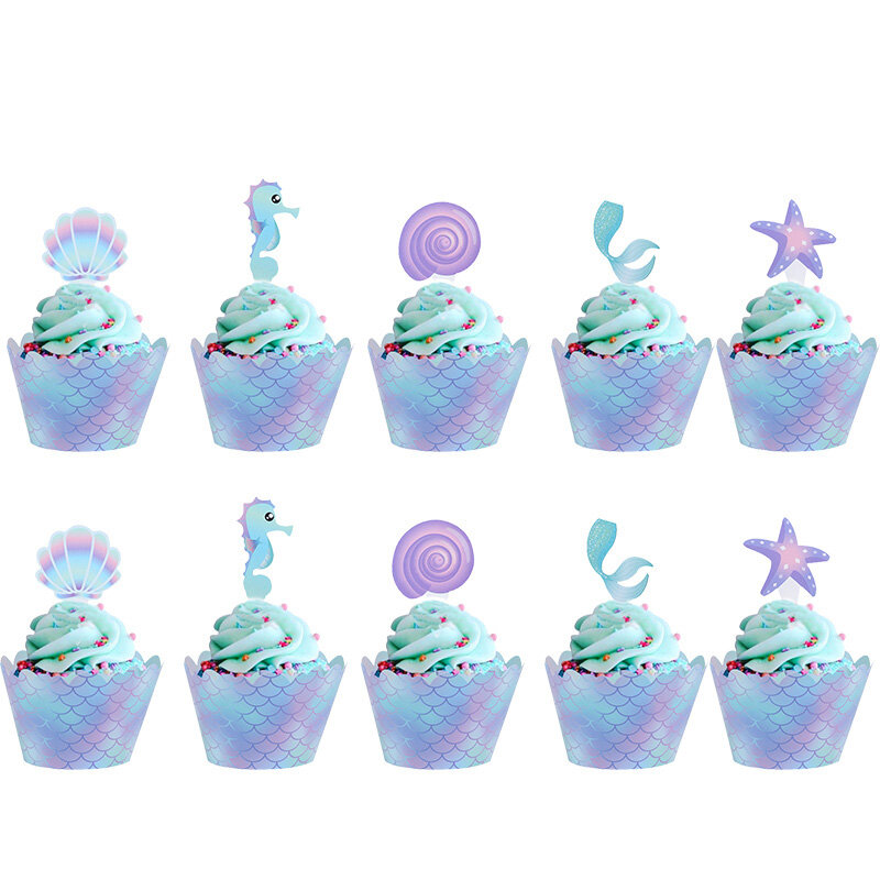 Mermaid Birthday Party Decorations Disposable Tableware Sets Paper Cups Plate Kids 1st Happy Birthday Party Supplies Baby Shower