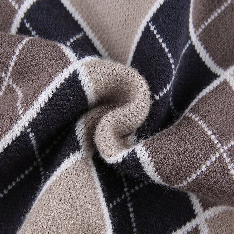 Женский винтажный свитер в клетку, большие размеры