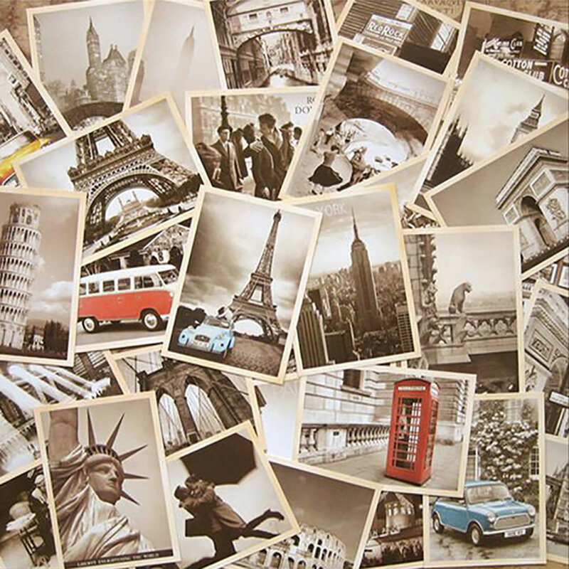 32 Teile/satz Postkarten Set Classic Movie Poster, Kindheit Cartoon Zeichen, Gebäude, Alter, Krieg Thema, promi Postkarte