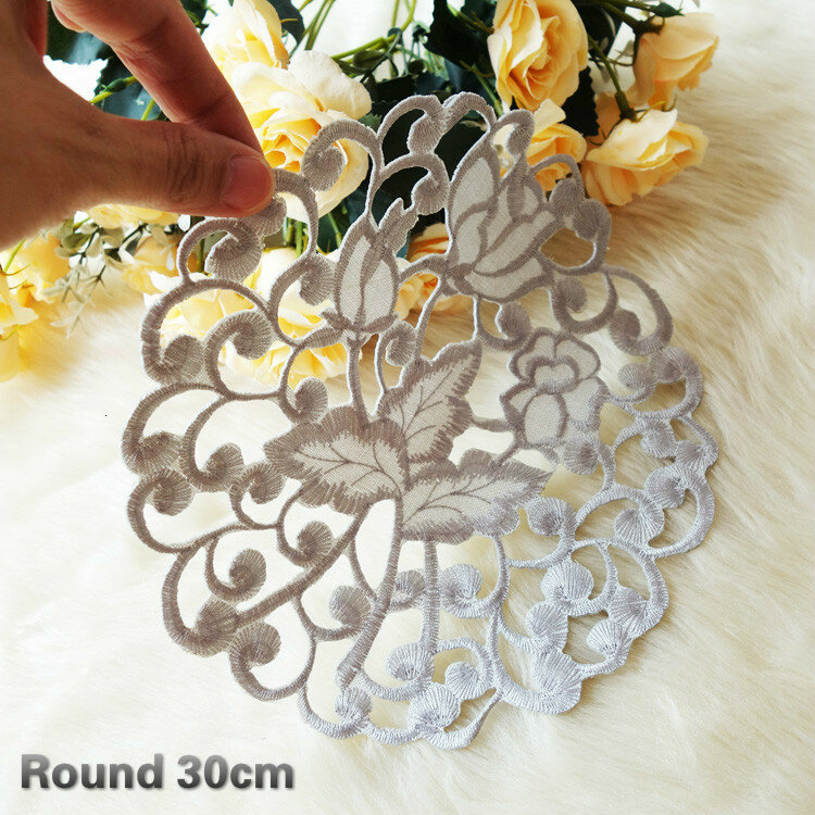 Exquisite Hand Crochet Hollow Round Placemat Coaster Balcony Coffee Table Mat Vase Dish Pad Christmas Wedding Decoration Cloth
