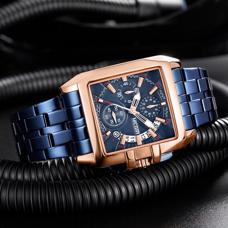 Hot Sale New MEGIR Brand Original Chronograph Quartz Men Watch Stainless-Steel Business Wrist Watch Male Clock Relogio Masculino