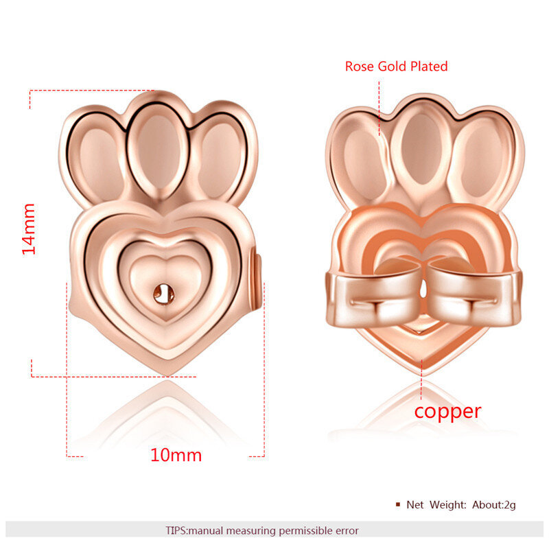 Crown Stud Zurück Ohrringe Unterstützung Passt für Frauen Silber Farbe Herz Ohrläppchen Ohrringe Lift Heber Zubehör