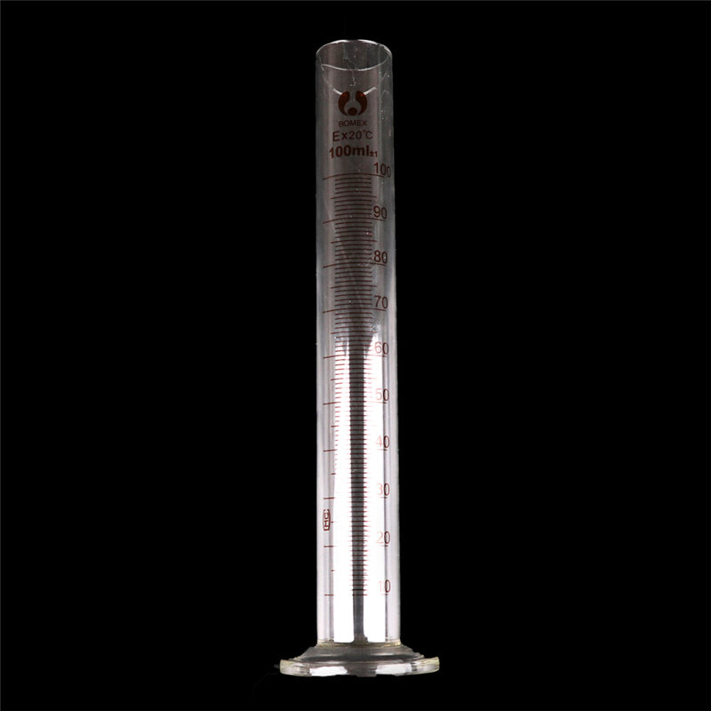 1 قطعة 100 مللي تخرج الزجاج أسطوانة قياس الكيمياء مختبر قياس مختبر المدرسة اسطوانة بالجملة انخفاض الشحن