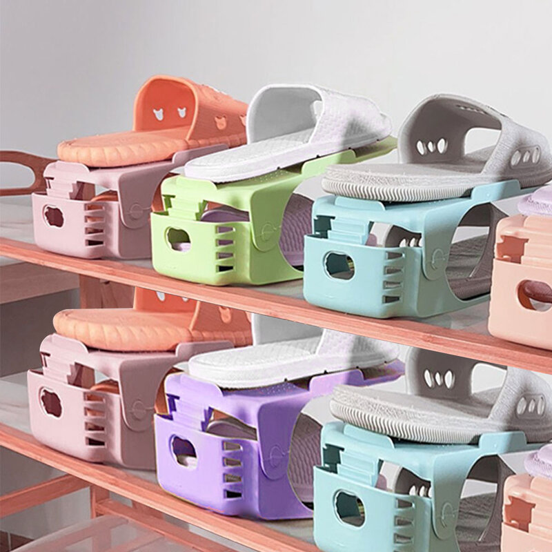 Celldeal-organizador de sapato ajustável, suporte duplo, prateleira, armazenamento, sapato