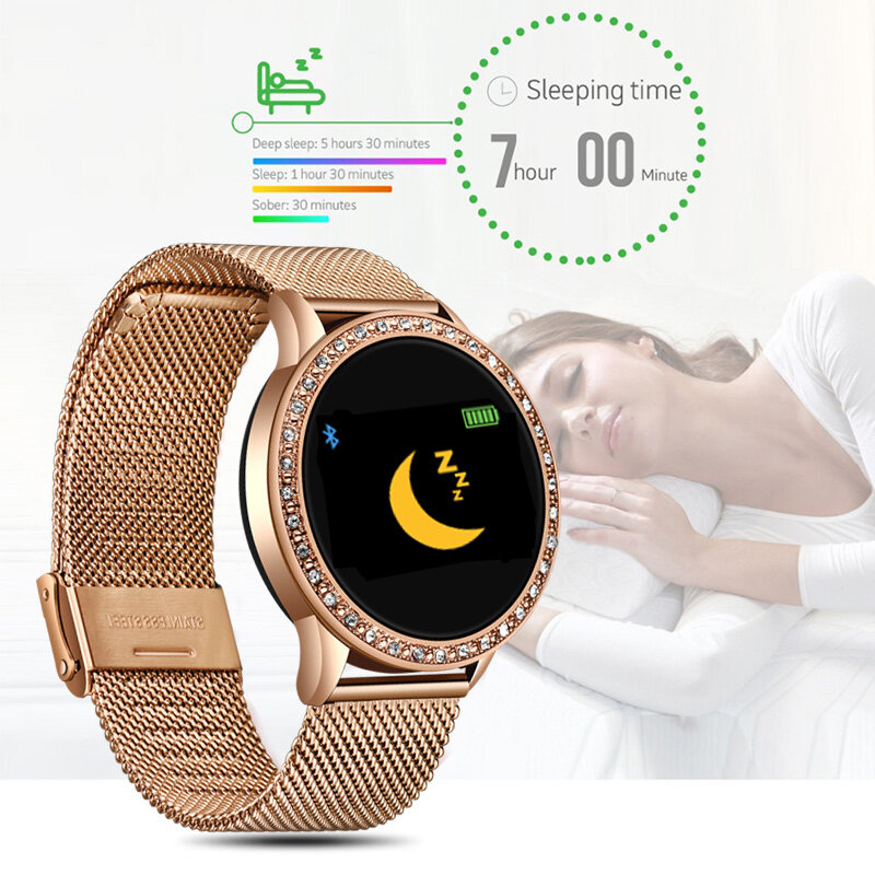 LIGE-Relógio com pulseira inteligente feminina senhoras, monitor de pressão arterial e batimentos cardíacos rastreador fitness desportivo com lembrete despertador