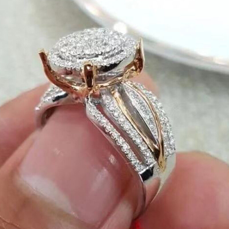 Fflacell Nieuwe Vrouwelijke Luxe Strass Ringen Engagement Ring Voor Vrouw Wedding Party Gift