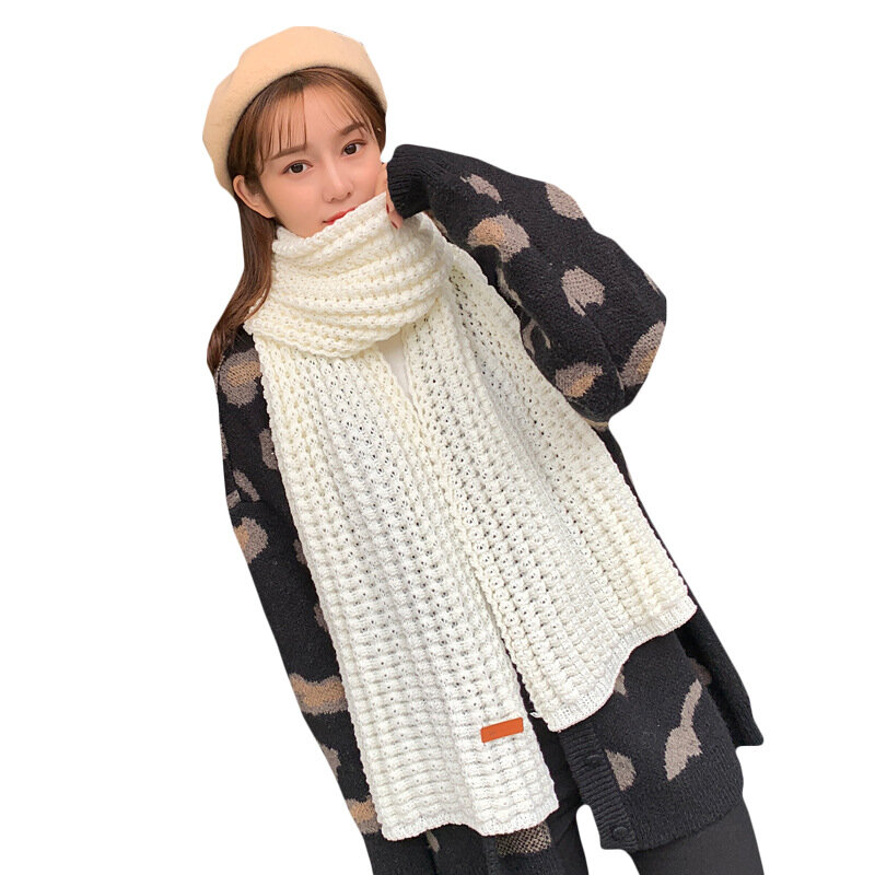 겨울 따뜻한 긴 뜨개질 스카프 여성용 두꺼운 스카프