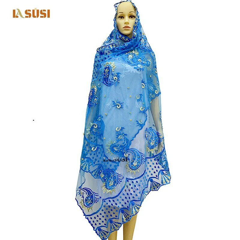 อิสลาม Hijab African ดูไบ Ramadan ตาข่ายผ้าคลุมไหล่ผ้าคลุมไหล่ Pashmina นุ่ม Turban ผู้หญิง Wraps ผ้าพันคอ LA125