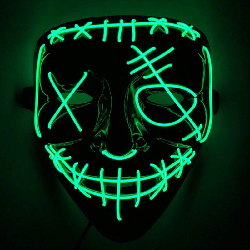 Led Light Up Mask Scary Halloween Mask Election Mascara Costume Cosplay DJ Party Purge Masks for Halloween Festival Bar Party