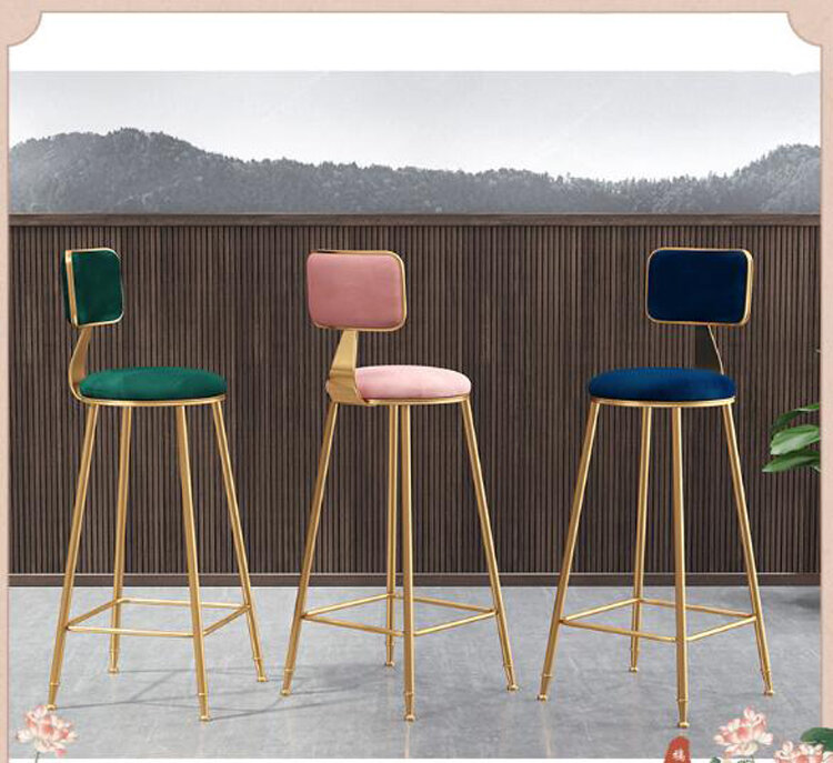 3 Buah/Lot Bangku Tinggi Besi Nordic Kursi Bar Sandaran Rumah Minimalis Modern Kursi Makan Kafe Bangku Bar