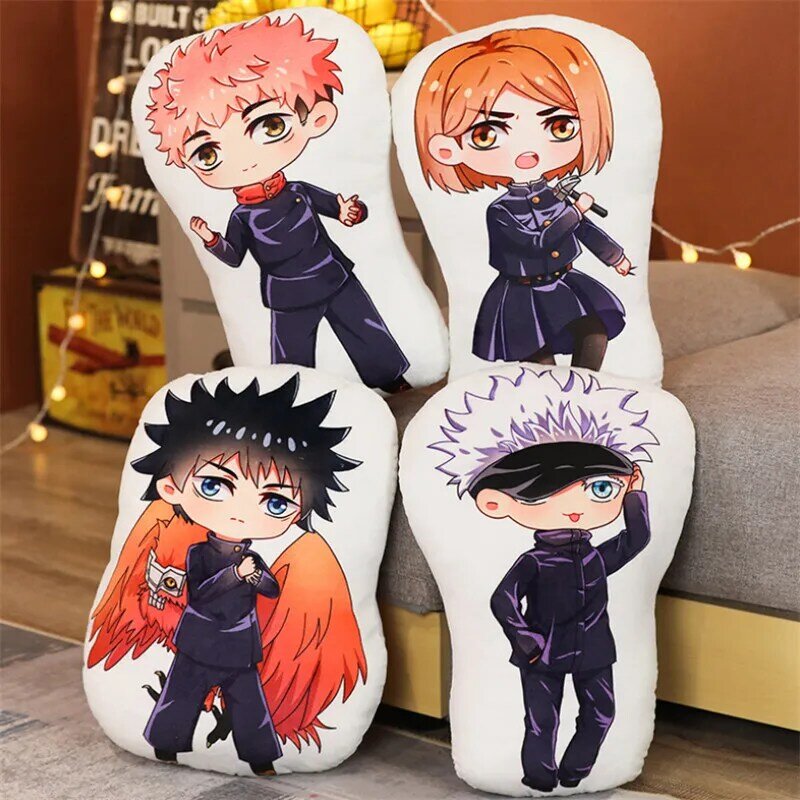 Jujutsu Kaisen-almohadas de felpa Kawaii, accesorios de almohada de doble cara, Anime, Fushiguro, Megumi, Kugisaki, notara