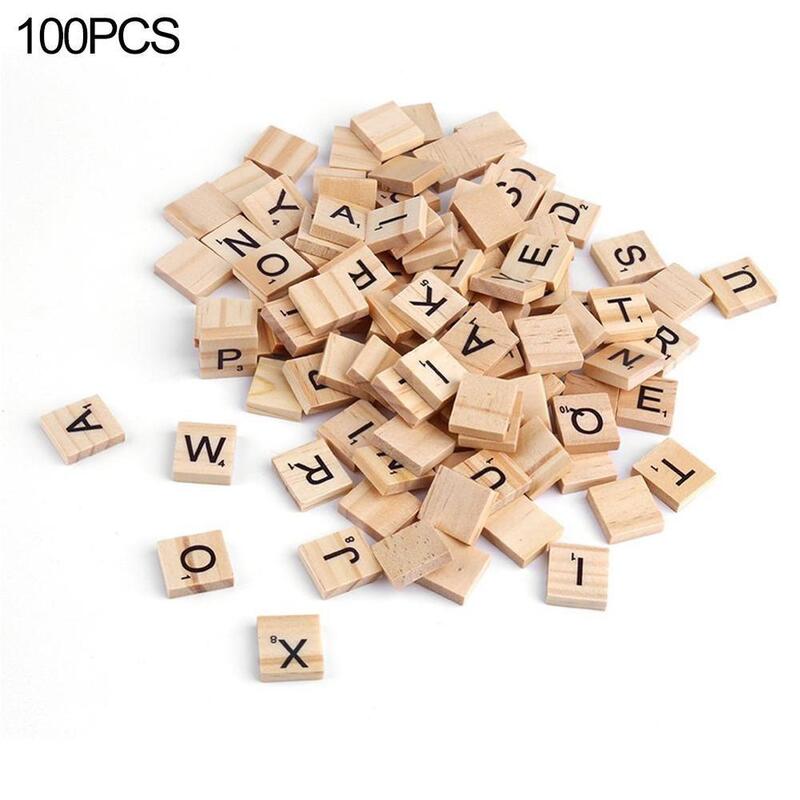 木製アルファベットスクラブルのゲーム-手紙ブロックためスペル木製スクラブルのゲーム木製スクラブル手紙文字のブロック
