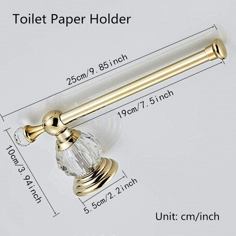 คริสตัลสุขาผู้ถือกระดาษ,Gold Toilet Roll Holder ห้องน้ำสังกะสีอัลลอยด์กระดาษทิชชูแขวนผนังติดตั้ง