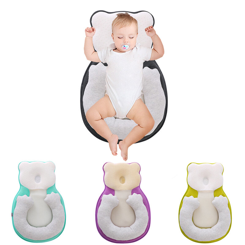 아기 유아 잠자는 베개 쿠션 유아 둥지 유아용 침대 여행 침대 신생아 모양의 베개 목 보호 아기 인체 공학 안전