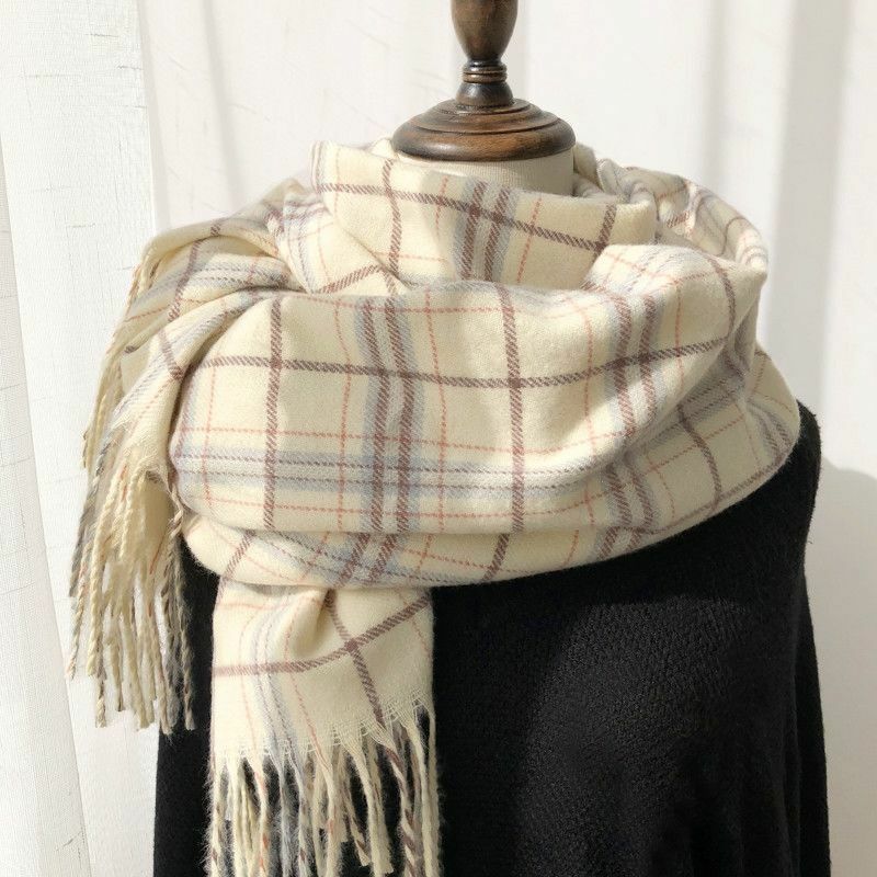 Шарфы женские в клетку, универсальный элегантный минималистичный шарф в стиле ольччан для студентов, милая винтажная мягкая уличная одежда...