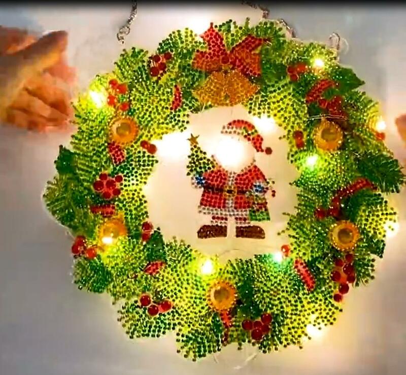 Diy blumen kranz für fenster dekoration mit LED acryl diamant kranz für tür hängen Weihnachten dekorative kränze Geschenke