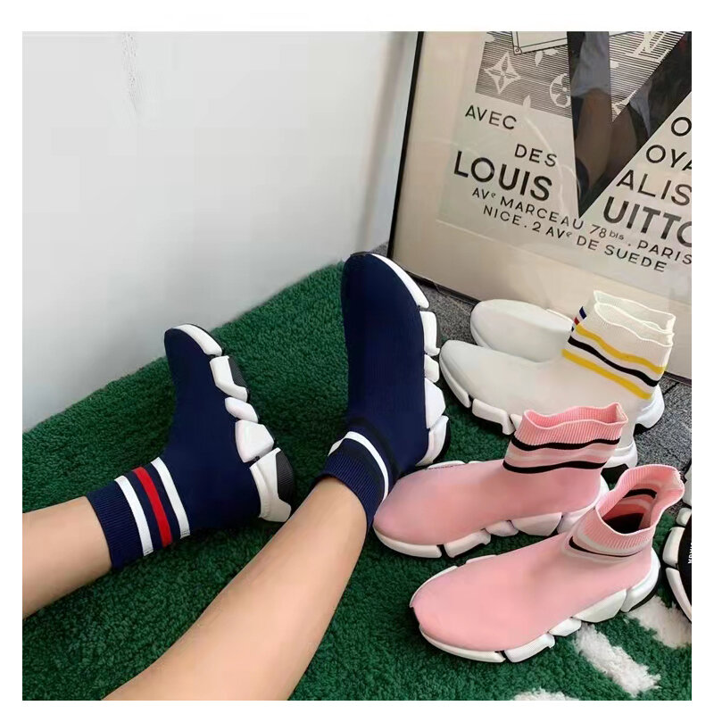 Women's high boots Recycled Knit Speed Male sneakers Socks Running Shoes Comfortable Slip on Woman shoes luxury Platform Tennis