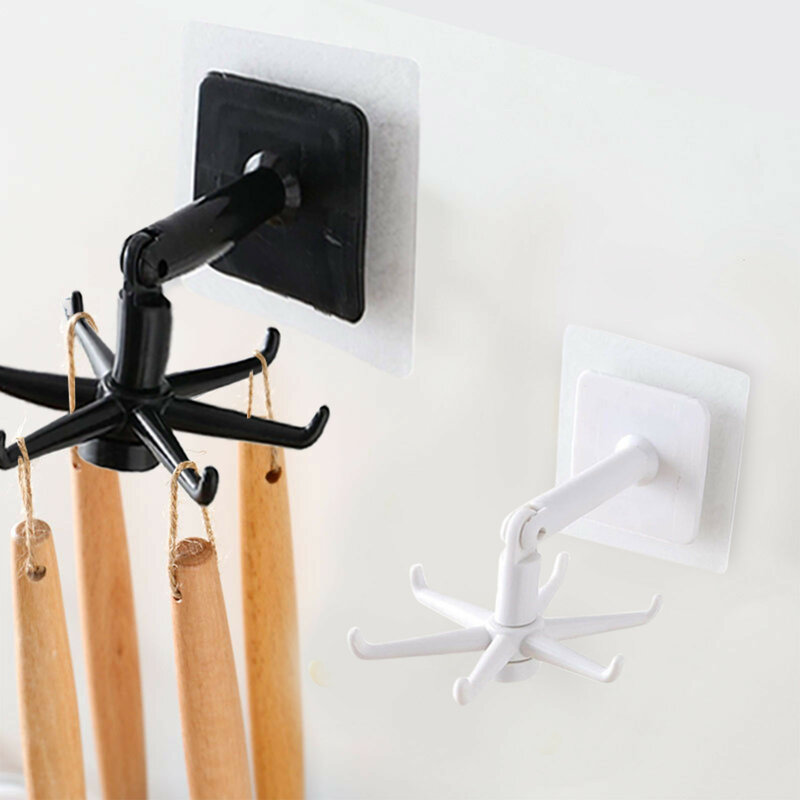 360 Degrees Rotated Kitchen Hooks Self Adhesive Hooks Home Wall Door Hook Handbag Clothes Ties Bag Hanger Hanging Rack Kitchen