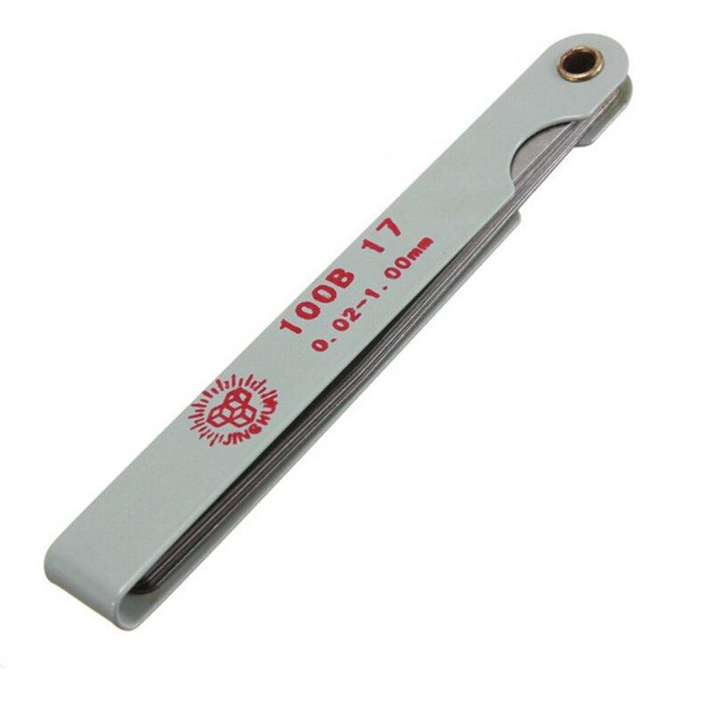 Calibrador de 17 cuchillas, herramienta de medición útil, espesor de bujía, relleno métrico, 0,02 a 1mm, 1 ud.