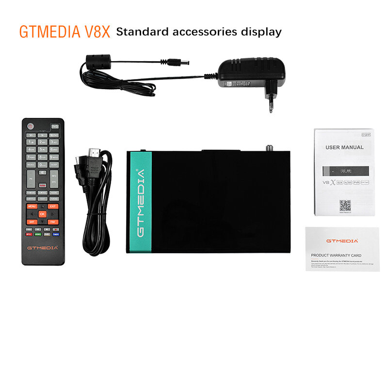 NEW HD 1080P GTmedia V8X DVB-S/S2/S2X Satellite TV Receiver Built WIFI Support CA PowerVu Bisskey H.265 1Years Europe Cline V8X