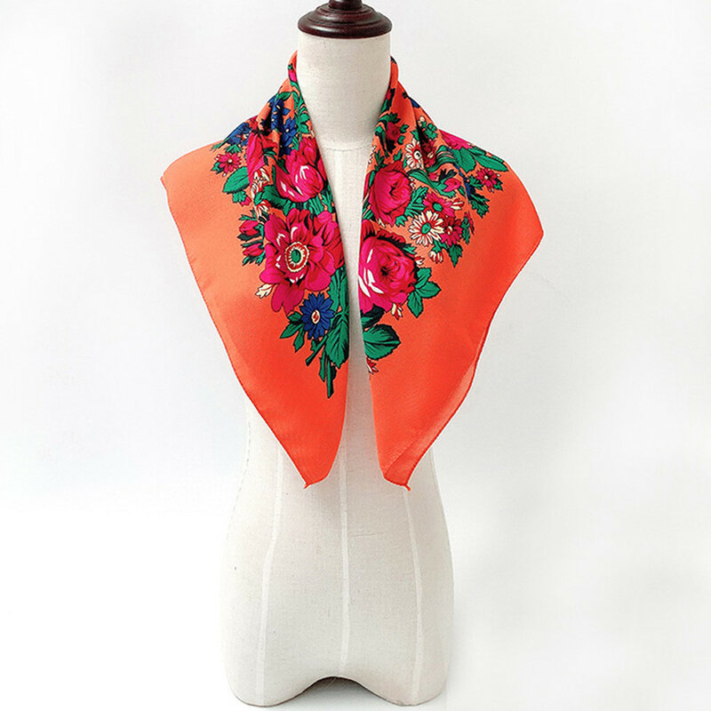 2021 Women Spring Winter Folk-custom Flower Print Scarf Warm Cashmere Scarves Shawls Neck Bandana Lady Travel Wrap Scarve
