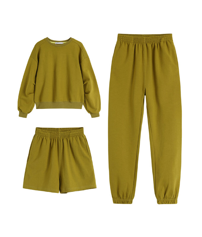 Chándal informal de algodón de gran tamaño para mujer, conjunto deportivo con capucha, sudaderas, pulóver, pantalones de chándal para correr, moda 2021