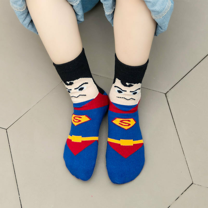 5 uds 2-8 años los niños PARA NIÑOS Calcetines de algodón héroe de dibujos animados de NIÑOS Calcetines niños directamente los NIÑOS Calcetines de Navidad calcetines de bebé
