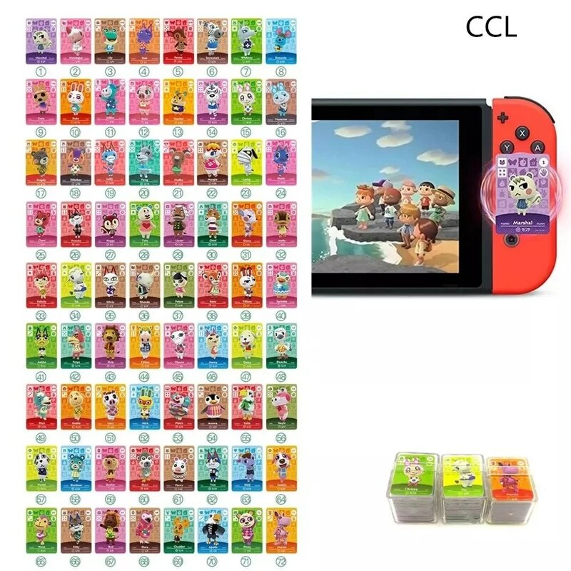 72 PCS สำหรับ Animal Crossing การ์ด NFC Ntag215 New Horizon MiNi เกมการ์ดสำหรับ NS Switch Wii U 30มม.X 20มม.