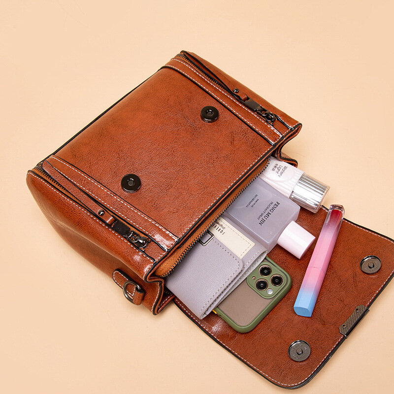 女性のためのレトロな合成皮革のショルダーバッグ,ハンドル付きの女性のハンドバッグと財布,2021