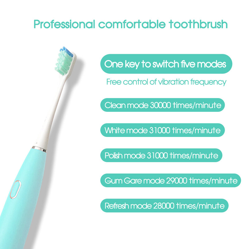 Boi-cepillo de dientes eléctrico sónico inteligente para adultos, dispositivo de carga inalámbrico rápido, impermeable IPX7 con 8 cabezales de repuesto