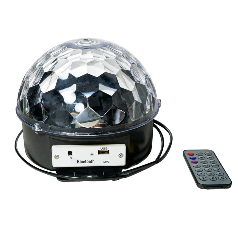 Lumières de scène Disco LED RGB, boule magique en cristal avec MP3, son de fête activé par USB